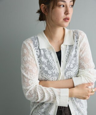 CRAFT STANDARD BOUTIQUE レース編みポロカーディガン