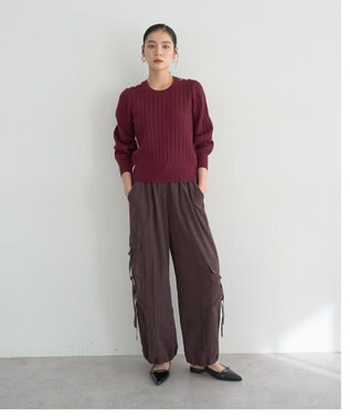 YECCA VECCA 金釦ミニケーブルニット Charcoal Gray