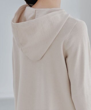 Tiaclasse 【洗える】配色フーディーニットチュニック ベージュ×モカ