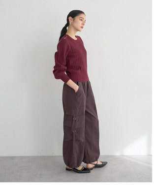 YECCA VECCA 金釦ミニケーブルニット Charcoal Gray