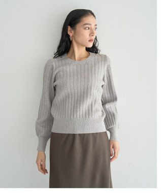 YECCA VECCA 金釦ミニケーブルニット Charcoal Gray