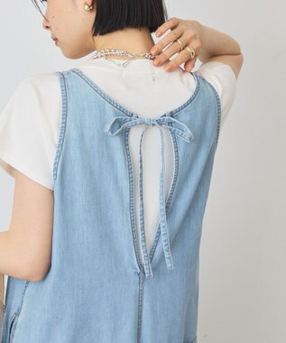 AMERICAN HOLIC バックリボンデニムオールインワン Light Indigo