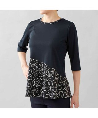 Chacott プリントコンビTシャツ ブラック