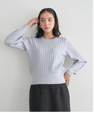 YECCA VECCA 金釦ミニケーブルニット Charcoal Gray