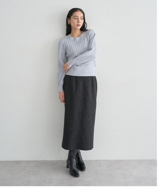 YECCA VECCA 金釦ミニケーブルニット Charcoal Gray