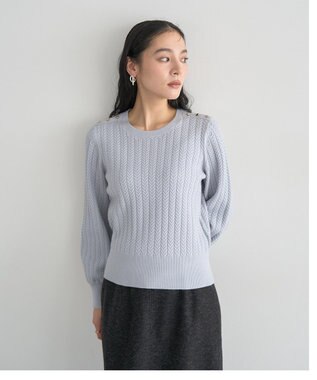 YECCA VECCA 金釦ミニケーブルニット Charcoal Gray