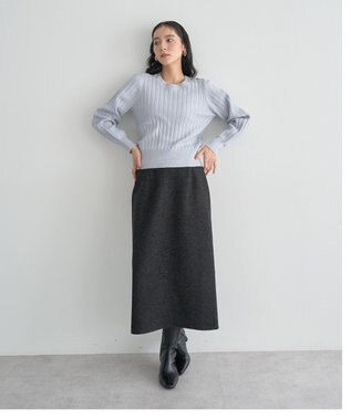 YECCA VECCA 金釦ミニケーブルニット Charcoal Gray