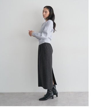 YECCA VECCA 金釦ミニケーブルニット Charcoal Gray