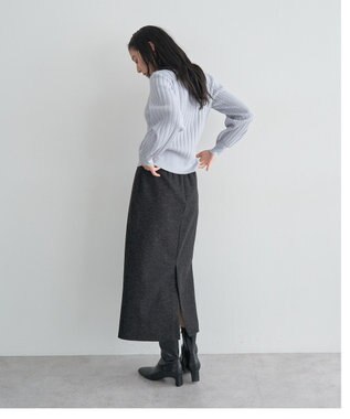YECCA VECCA 金釦ミニケーブルニット Charcoal Gray