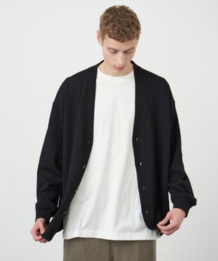 ATON WOOL WASHI | オーバーサイズカーディガン - UNISEX BLACK