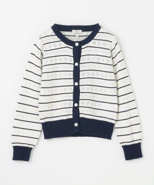 組曲 KIDS 【110-140㎝】フラワーアイレット カーディガン ボーダー系