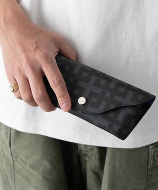 MIYABIYA La quoh with kirakaracho 角つなぎ プリントレザー 眼鏡ケース 玄（ブラック）