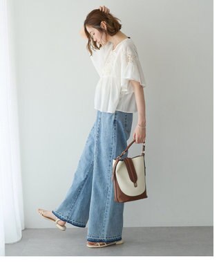 YECCA VECCA 刺繍レースブラウス Off White