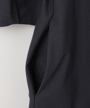 自由区 S 【WEB限定・洗える】カラミストレッチパフスリーブ ワンピース ネイビー系