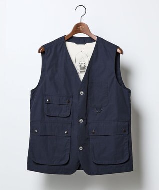 JOSEPH ABBOUD MOUNTAIN 【軽量・テ―ム・ヤルビーコラボ】プリント ワックスクロス ベスト ネイビー系