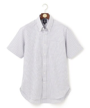 J.PRESS MEN 【EXTRA COMFORT / 形態安定・ストレッチ・抗菌防臭・速乾】ピンオックス サマーチェック 半袖シャツ/B.D. ブラウン系3