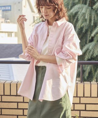 AMERICAN HOLIC ＵＶカットリサイクルコットンオックスシャツ Stripe Pink