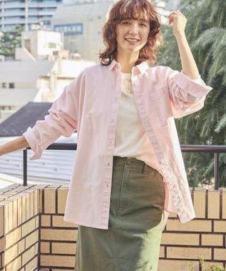 AMERICAN HOLIC ＵＶカットリサイクルコットンオックスシャツ Stripe Pink