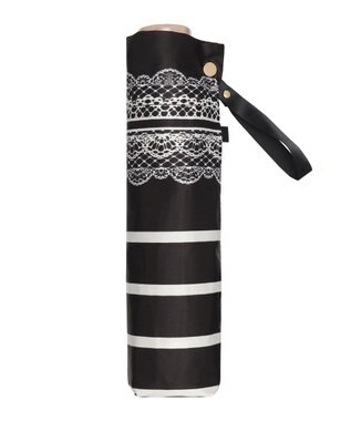 MOONBAT 【雨傘】ランバン　オン　ブルー (LANVIN en Bleu) ボーダー レース 折りたたみ傘 ブラック