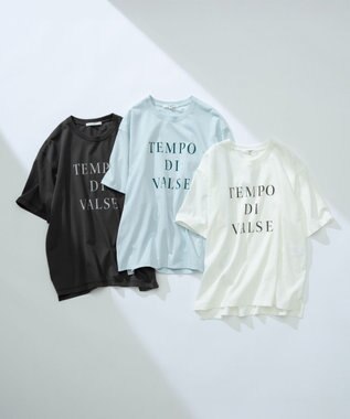 23区 【SLOW/一部店舗限定】MVSコットン  ロゴTシャツ ホワイトxグレーロゴ