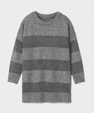 GRACE CONTINENTAL ラメボーダーニットトップ グレー