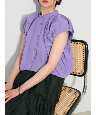 Green Parks タックデザインショート丈シャツ Purple