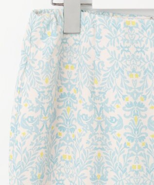 自由区 S 【洗える】ダマスクフローラルプリント スカート ライトブルー