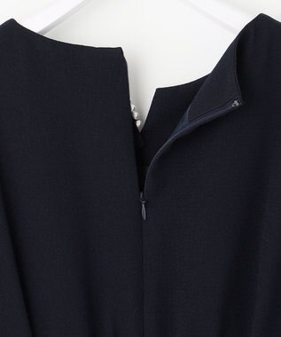 ANY SIS 【洗える】パール調ラインフレア ワンピース ネイビー