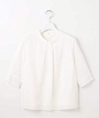 J.PRESS LADIES L シャドーストライプ ボウタイ風 カットソー ホワイトストライプ系