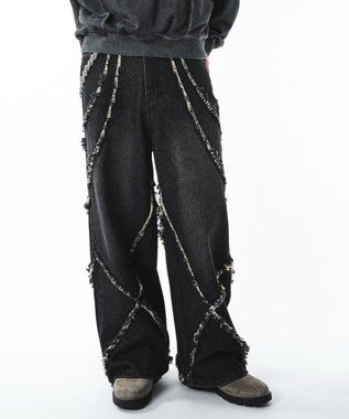 WEGO 【ユニセックス着用ITEM】フリンジデニムパンツ 柄2