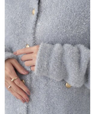 earth music&ecology キラキラシャギーカーディガン Light Gray