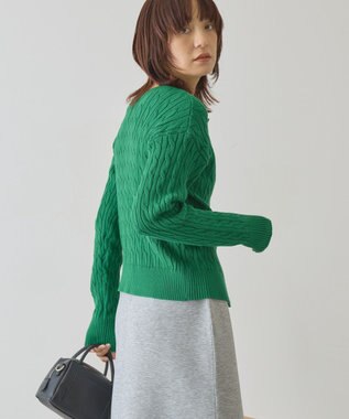 AMERICAN HOLIC ケーブルニットカーディガン Green
