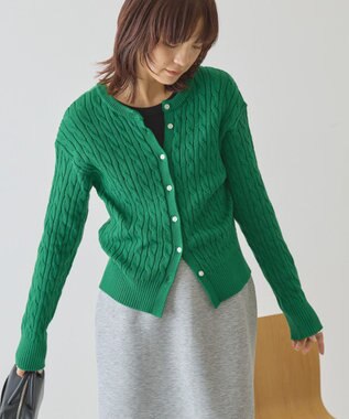 AMERICAN HOLIC ケーブルニットカーディガン Green