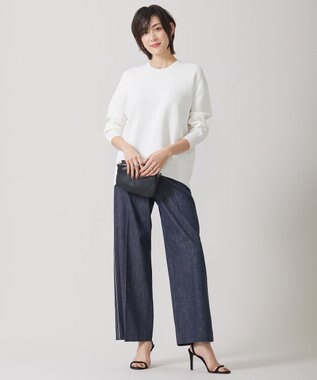 ICB L 【洗える】 コットンリアクティブデニム ワイドストレートパンツ インディゴ系