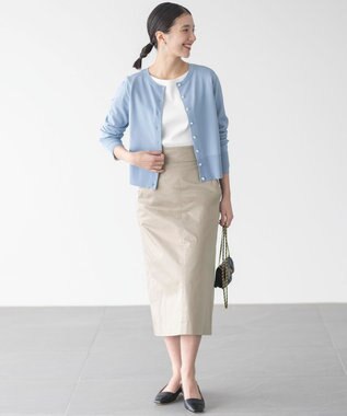 組曲 【UVケア・接触冷感】MINA ニットカーディガン サックス系