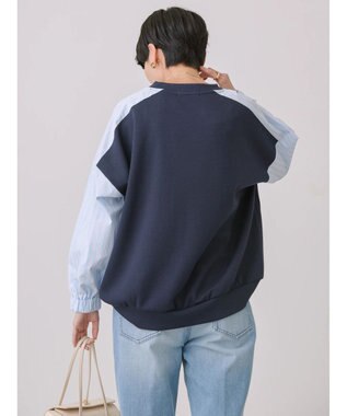 AMERICAN HOLIC イージーケア異素材ポンチプルオーバー Navy