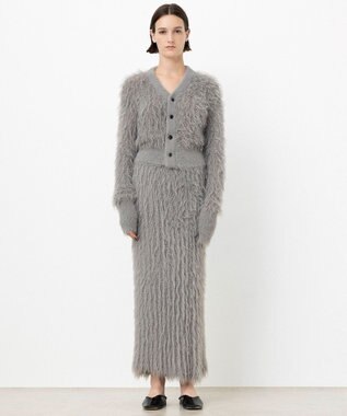 NAVE 【ReNAVE・洗える】メルティーシャギーニット スカート ライトグレー系