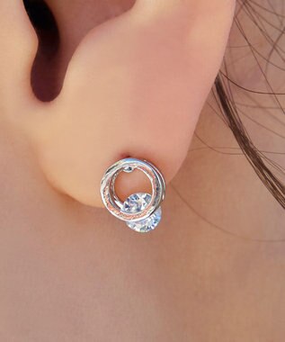 Tiaclasse 【金属アレルギー対応】サークル＋ストーンタイニーピアス シルバー