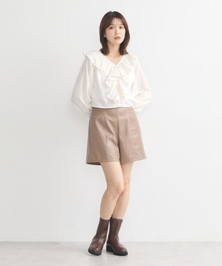 earth music&ecology ラッフルフリルシャツ Off White