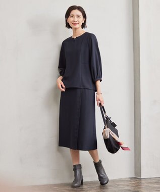 J.PRESS LADIES 【洗える】RELAXIONツイル スカート ネイビー系