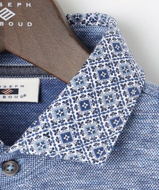 JOSEPH ABBOUD 【吸水速乾】リネンハニカム ポロシャツ サックスブルー系