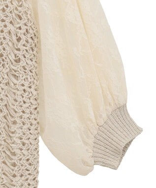 YECCA VECCA 【archive】テープヤーン袖レースプルオーバー Beige