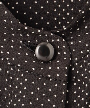 J.PRESS LADIES S 【洗える】ドットデシンプリント ボウタイ バンドカラー ブラウス ダークブラウン系