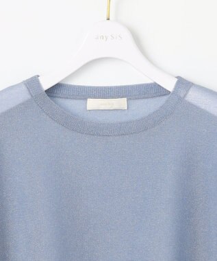 ANY SIS L 【洗える】シアー ニットT ブルー