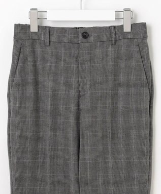 自由区 【撥水加工・洗える】TRギャバ裏起毛チェック柄テーパード パンツ グレーチェック