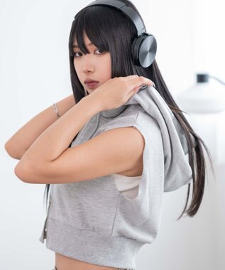 WEGO ノースリーブジップパーカー 杢グレー