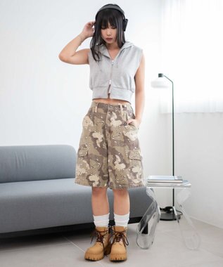 WEGO ノースリーブジップパーカー 杢グレー