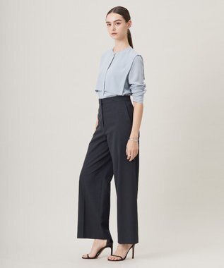 ICB 【接触冷感・UVカット・透け防止・吸水速乾・洗える】 シェルタリングドライオックス ワイドパンツ ブラック系