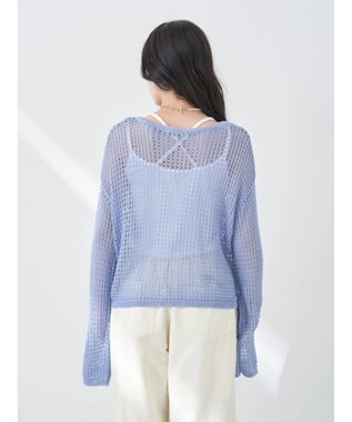 earth music&ecology レーシーニットプルオーバー Blue