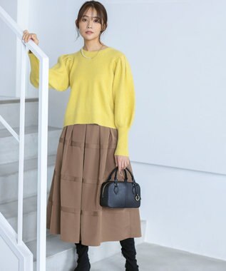 組曲 L 【WEB限定】フラッフィーファー パフスリーブニット イエロー系